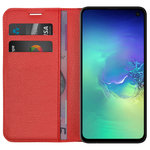 Leather Wallet Case & Card Holder Pouch for Samsung Galaxy S10e - Red